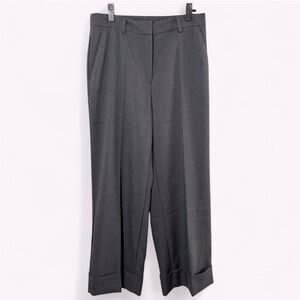 Adrianna Papell Wide Leg Cuffed Charcoal Flat Front Pants